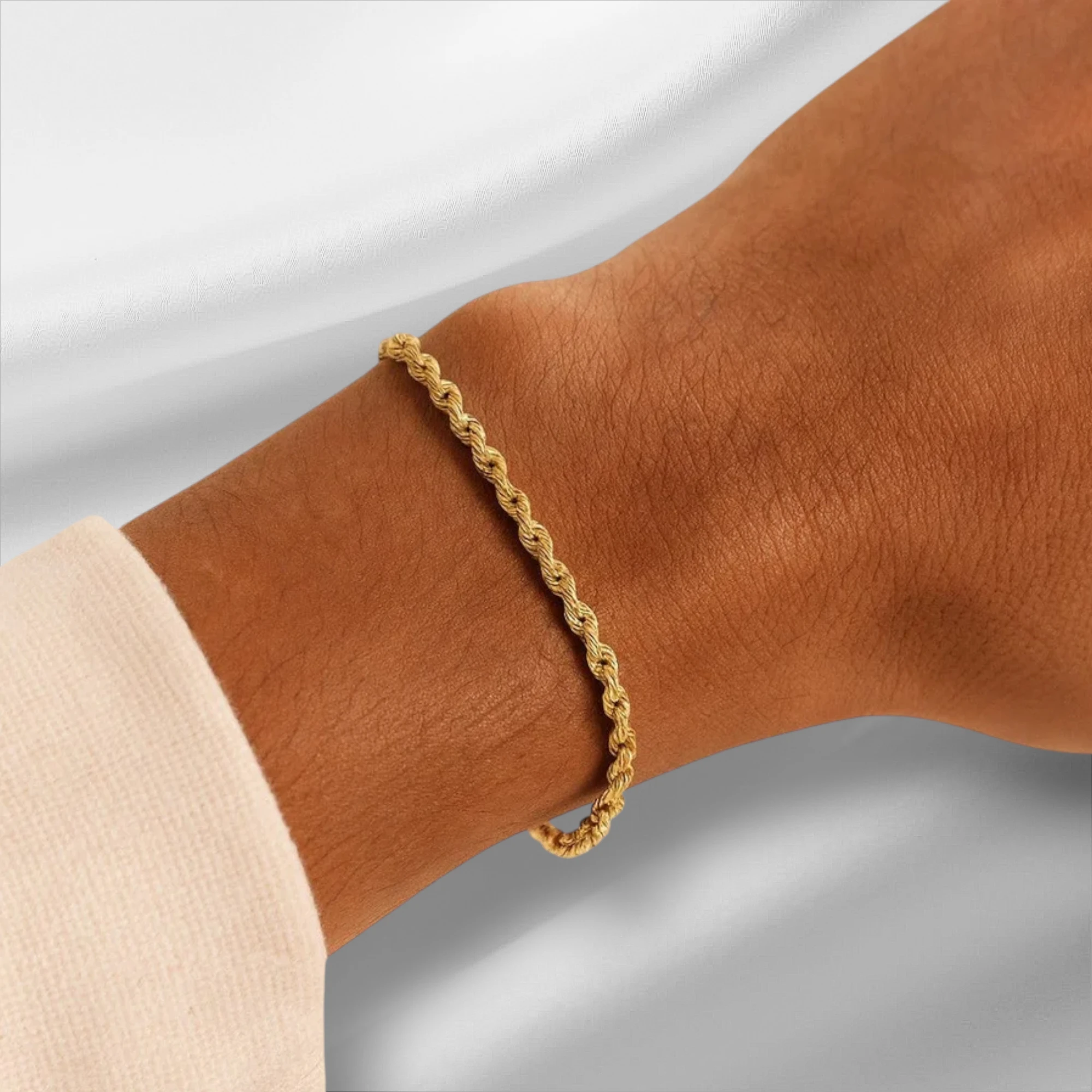 10KT Gold Diamond Cut Rope Bracelet 4mm to 5mm