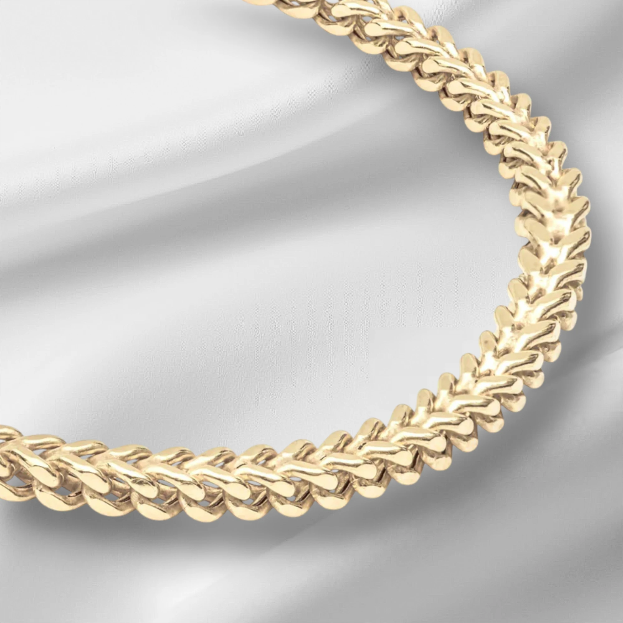 10KT Gold Franco Bracelet 2.4mm to 4.5mm