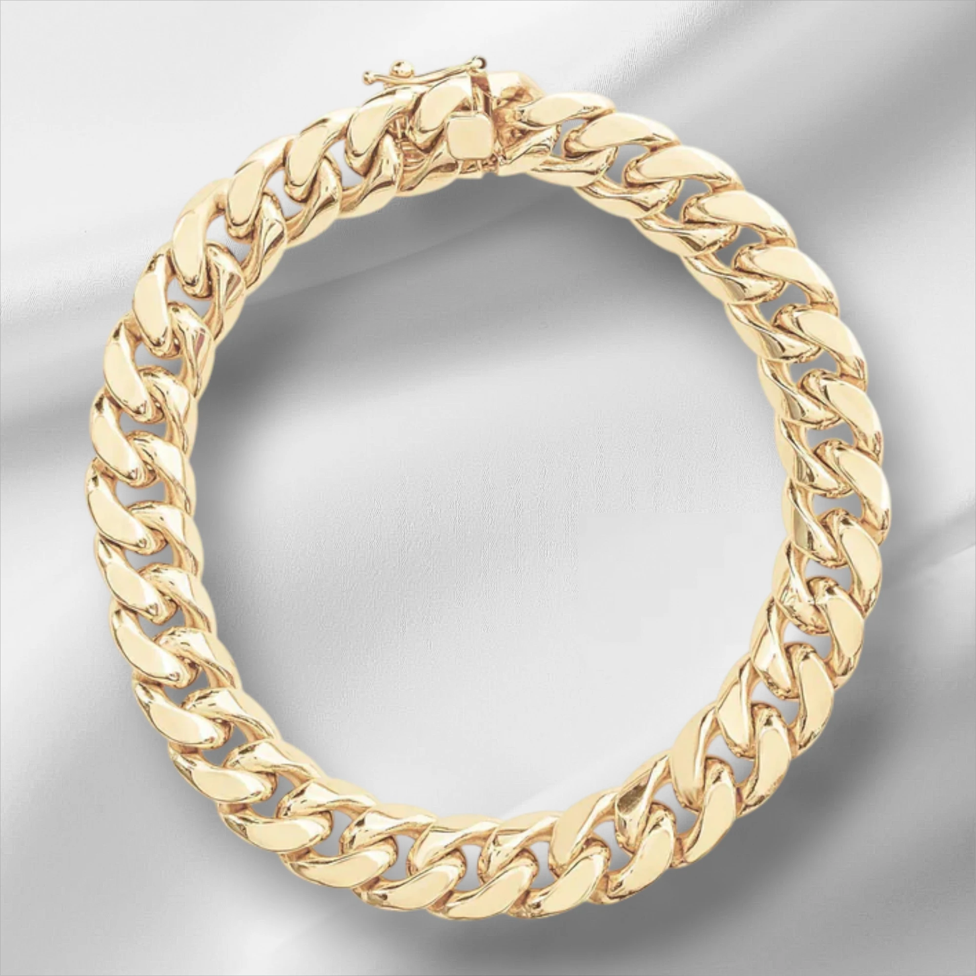 10KT Gold Miami Cuban Box Lock Bracelet 6.8mm to 9.25mm