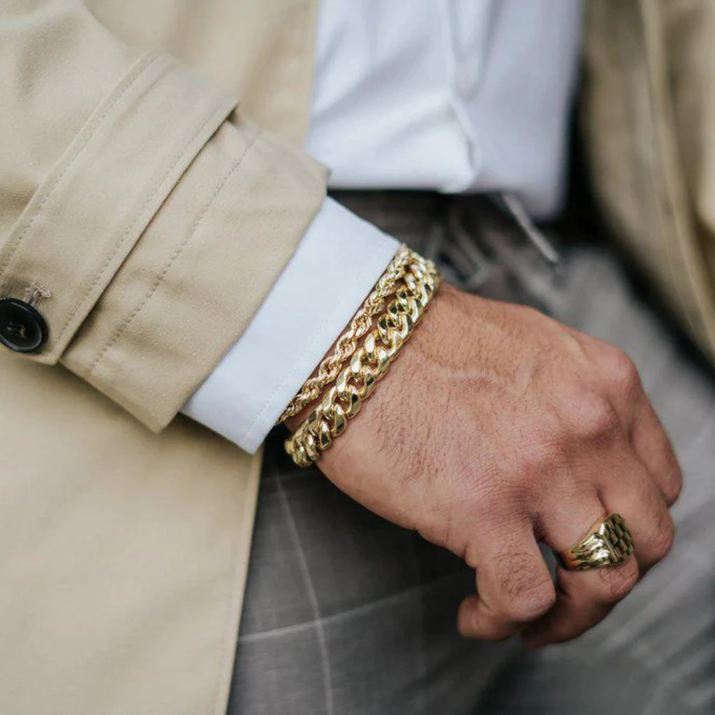 10KT Gold Miami Cuban Box Lock Bracelet 6.8mm to 9.25mm