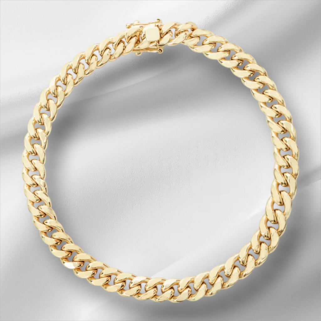 10KT Gold Miami Cuban Box Lock Bracelet 6.8mm to 9.25mm