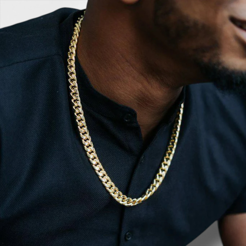 10KT Yellow Gold Miami Cuban Box Lock Chain 6.8 mm to 9.5 mm