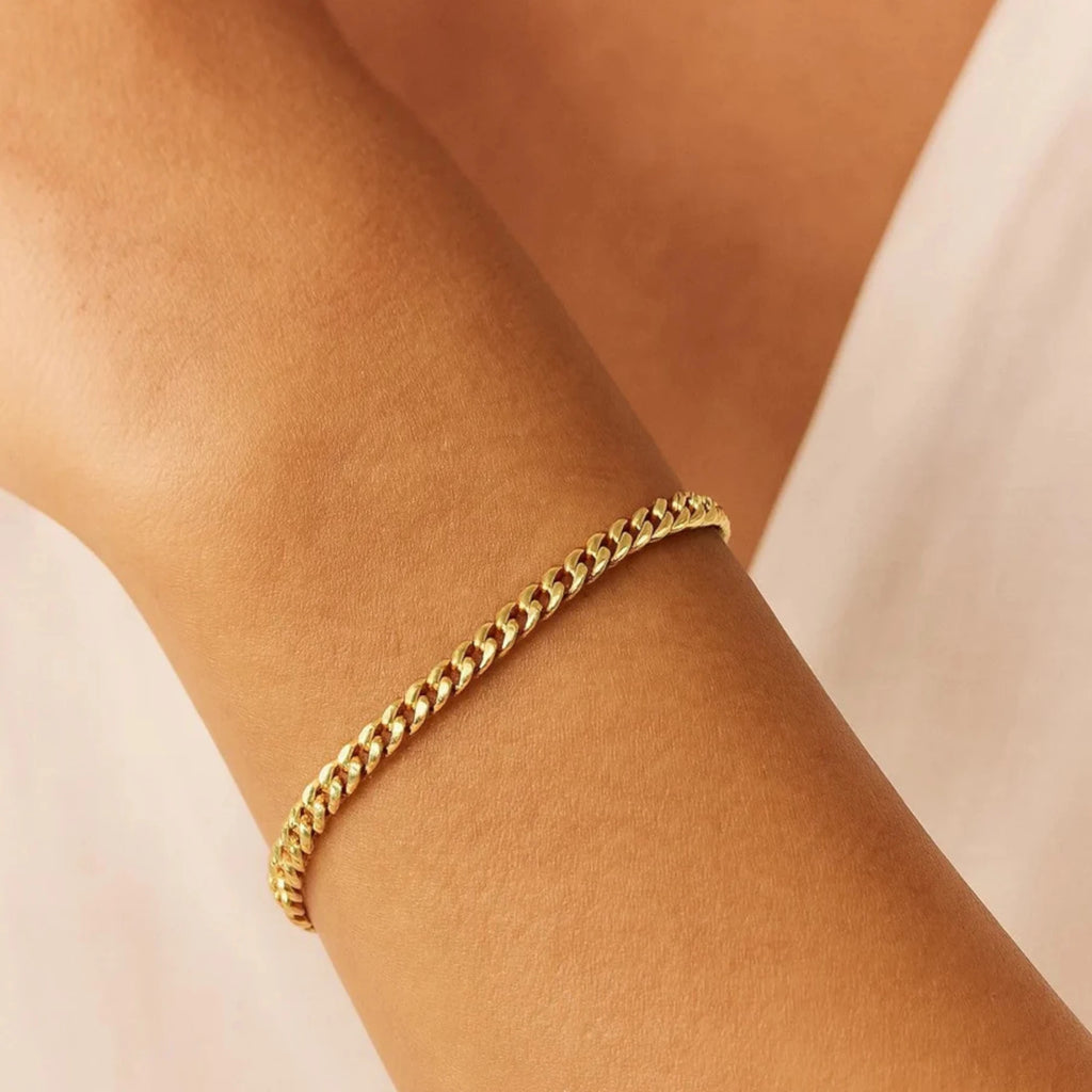 10KT Gold Miami Cuban Bracelet 2.2mm to 3.5mm