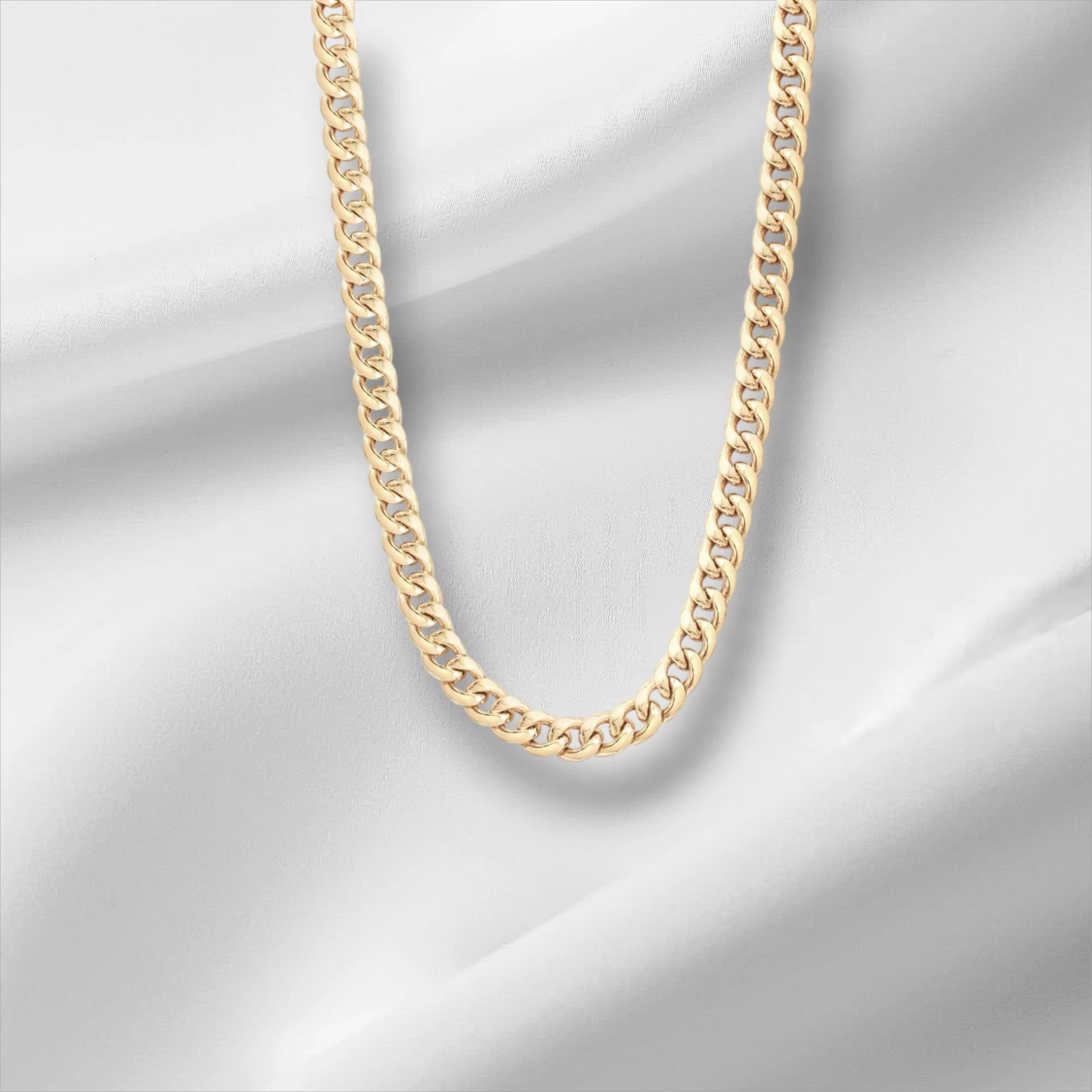 10KT Gold Miami Cuban Chain 3.5mm to 5.2mm