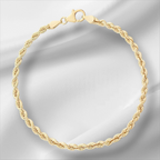 10KT Gold Diamond Cut Rope Bracelet 4mm to 5mm