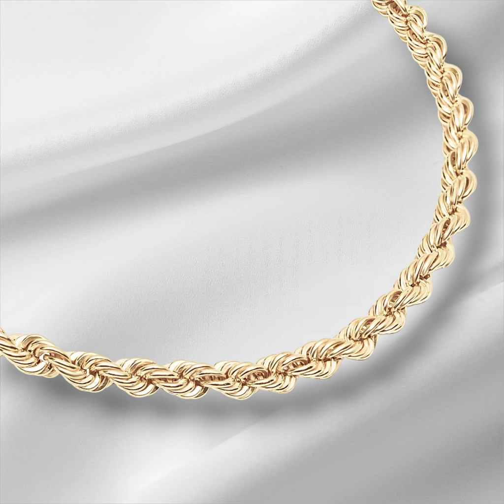 10KT Yellow Gold Diamond Cut Rope Bracelet 2mm to 4mm
