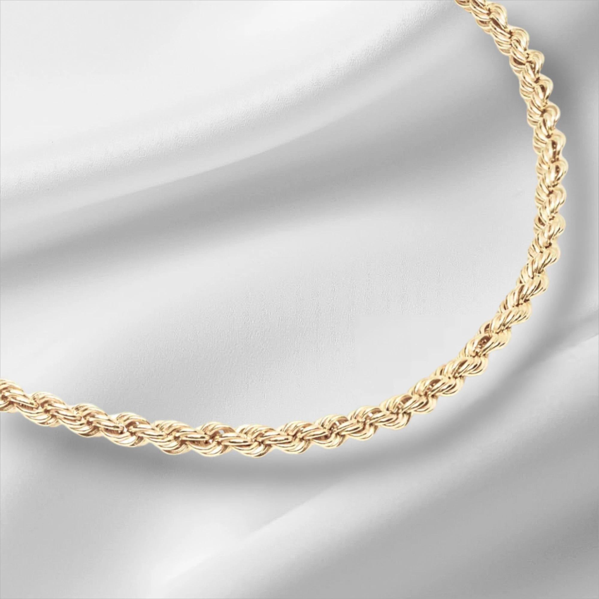 10KT Gold Diamond Cut Rope Bracelet 4mm to 5mm