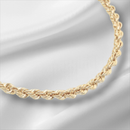 10KT Gold Diamond Cut Rope Bracelet 4mm to 5mm