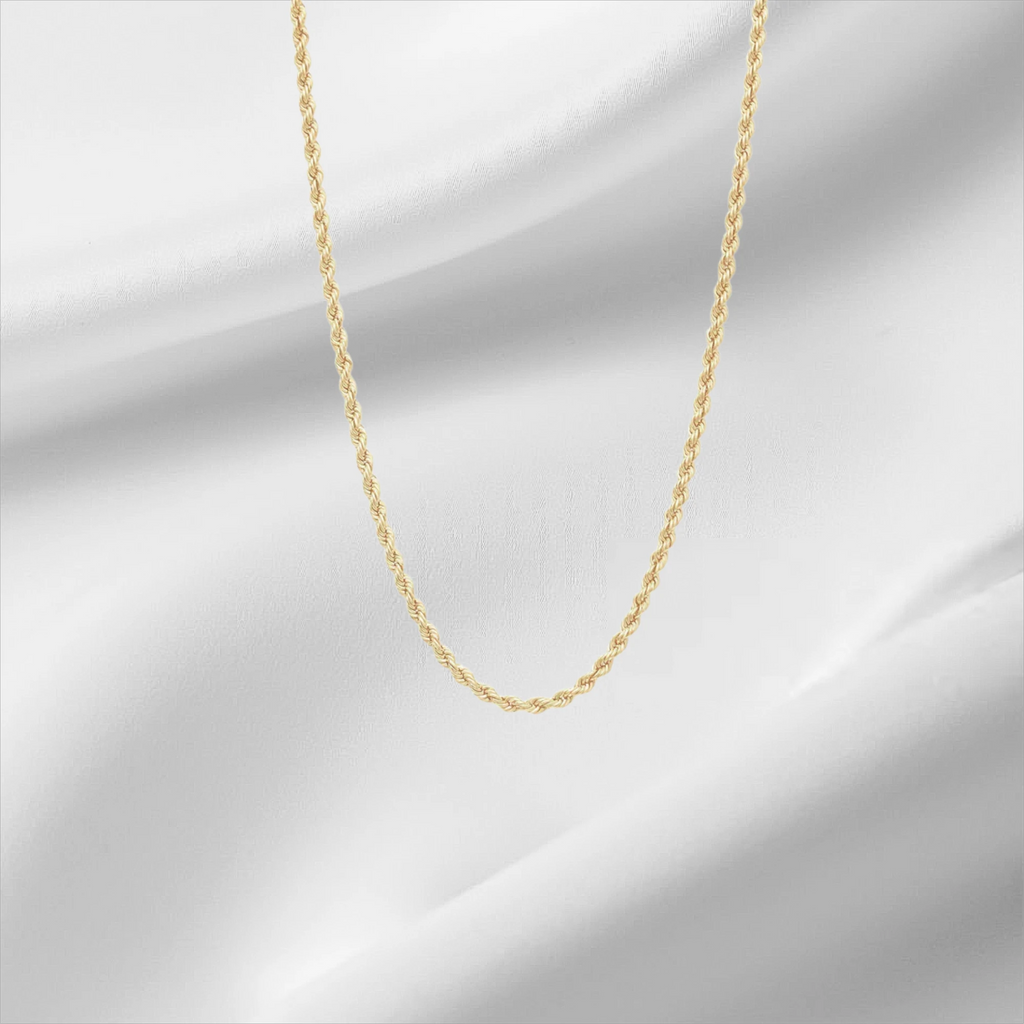 10KT Yellow Gold Diamond Cut Rope Chain 2mm to 5mm