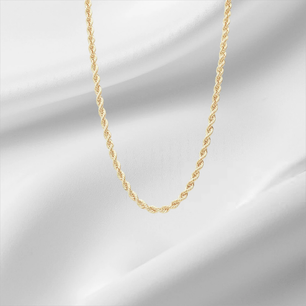 10KT Yellow Gold Diamond Cut Rope Chain 2mm to 5mm