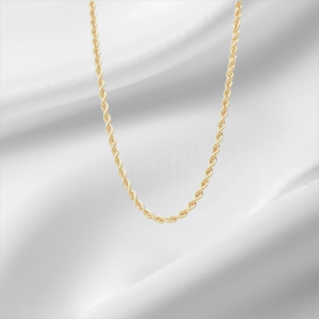 10KT Yellow Gold Diamond Cut Rope Chain 2mm to 5mm