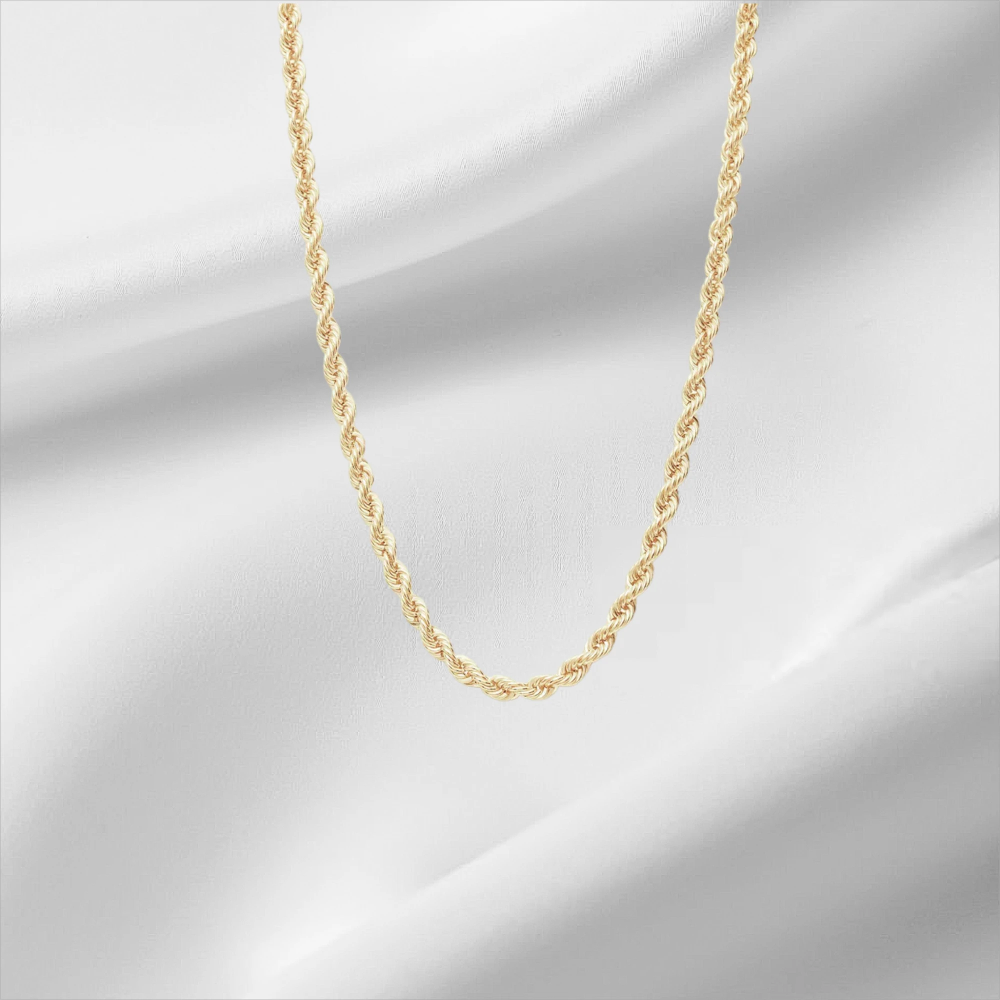 10KT Yellow Gold Diamond Cut Rope Chain 2mm to 5mm