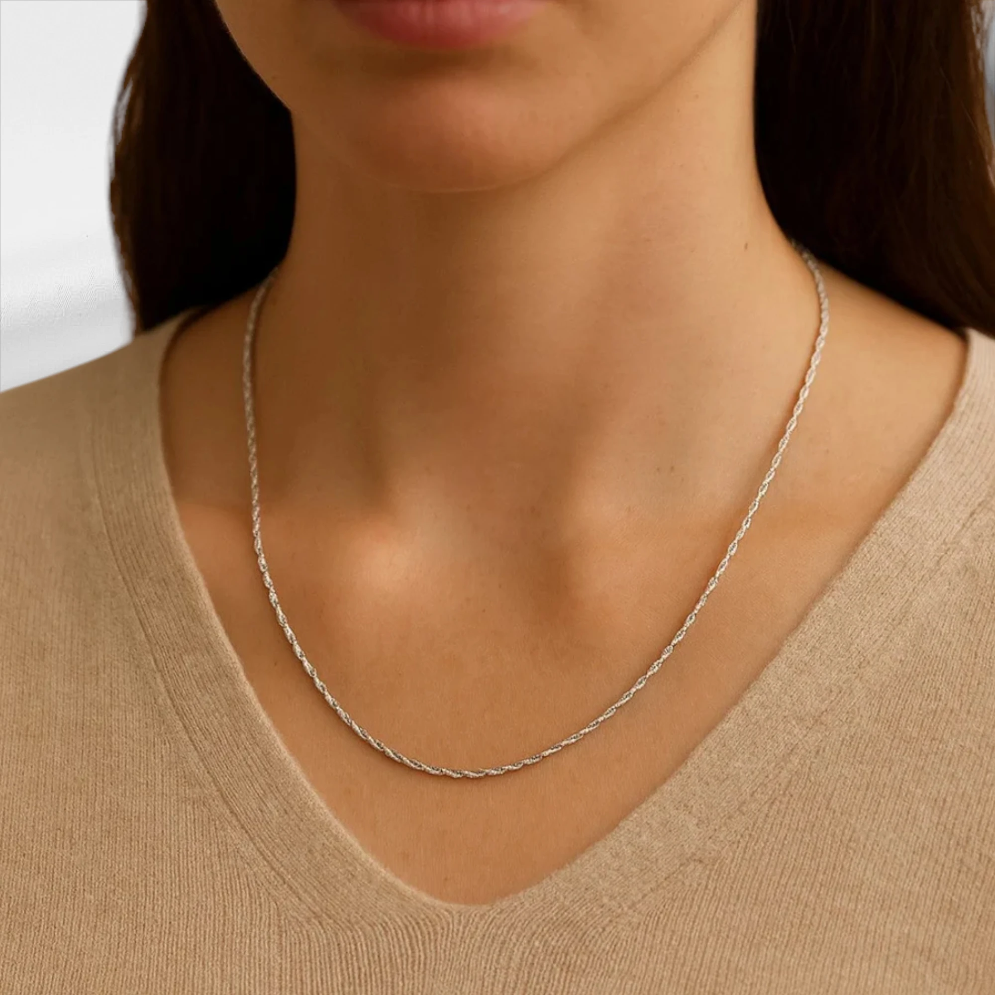 10KT White Gold Rope Chain 1.2mm