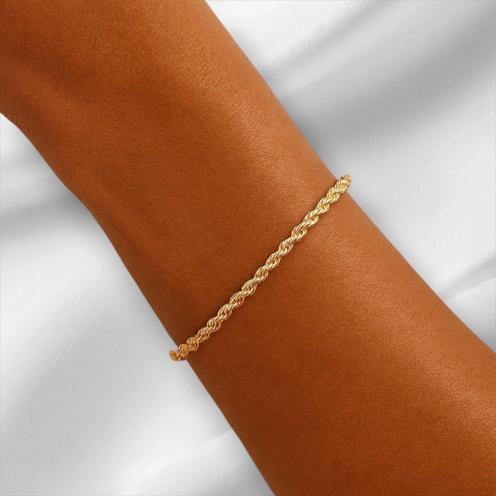 10KT Yellow Gold Diamond Cut Rope Bracelet 2mm to 4mm