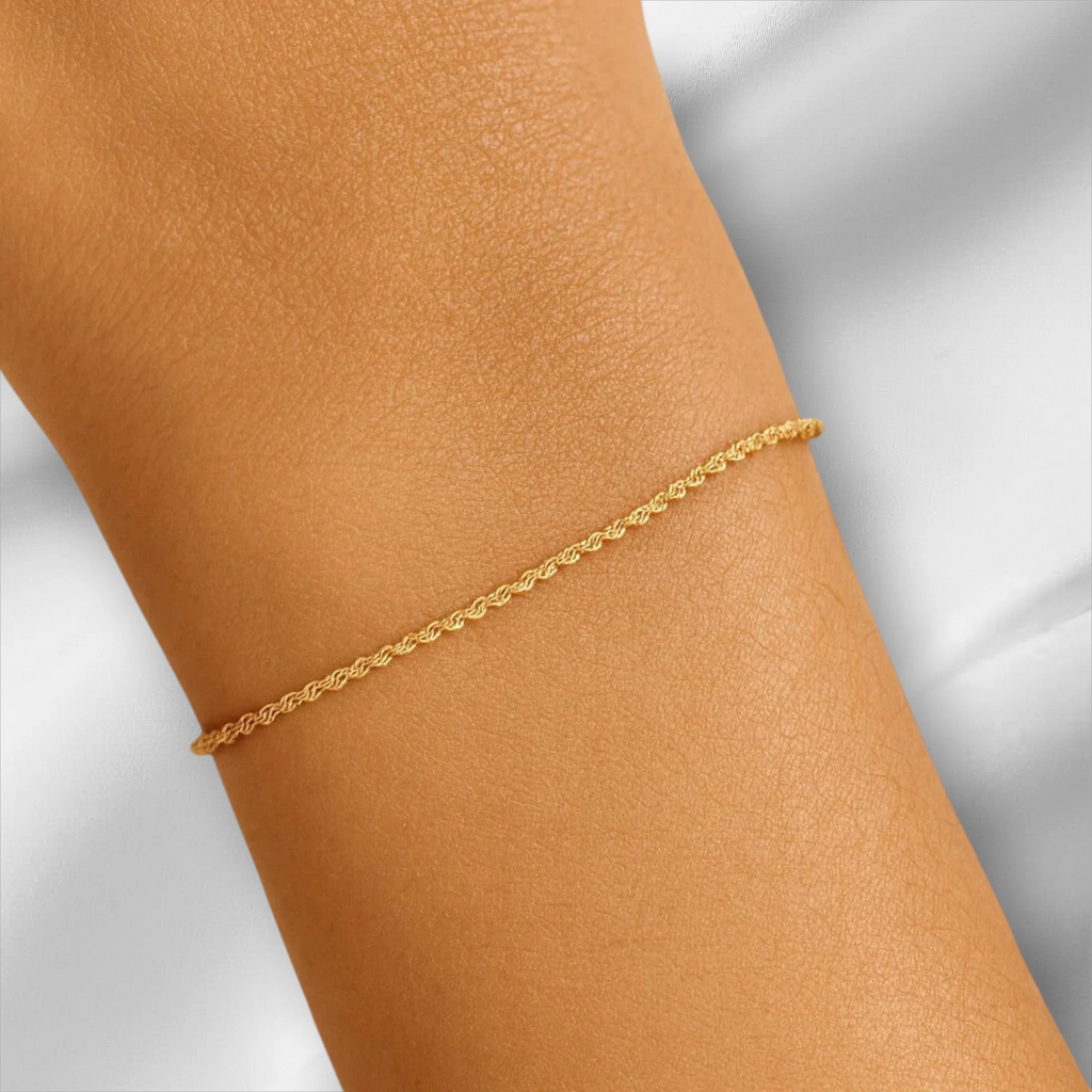 10KT Yellow Gold Diamond Cut Rope Bracelet 2mm to 4mm