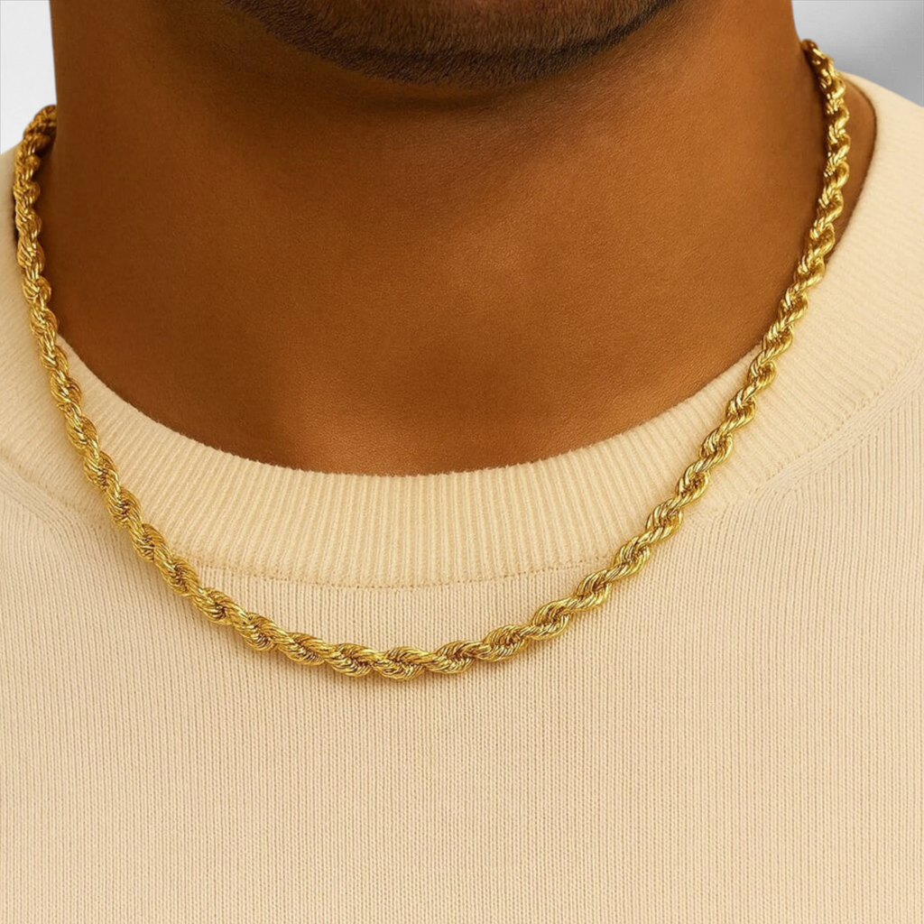 10KT Yellow Gold Diamond Cut Rope Chain 2mm to 5mm