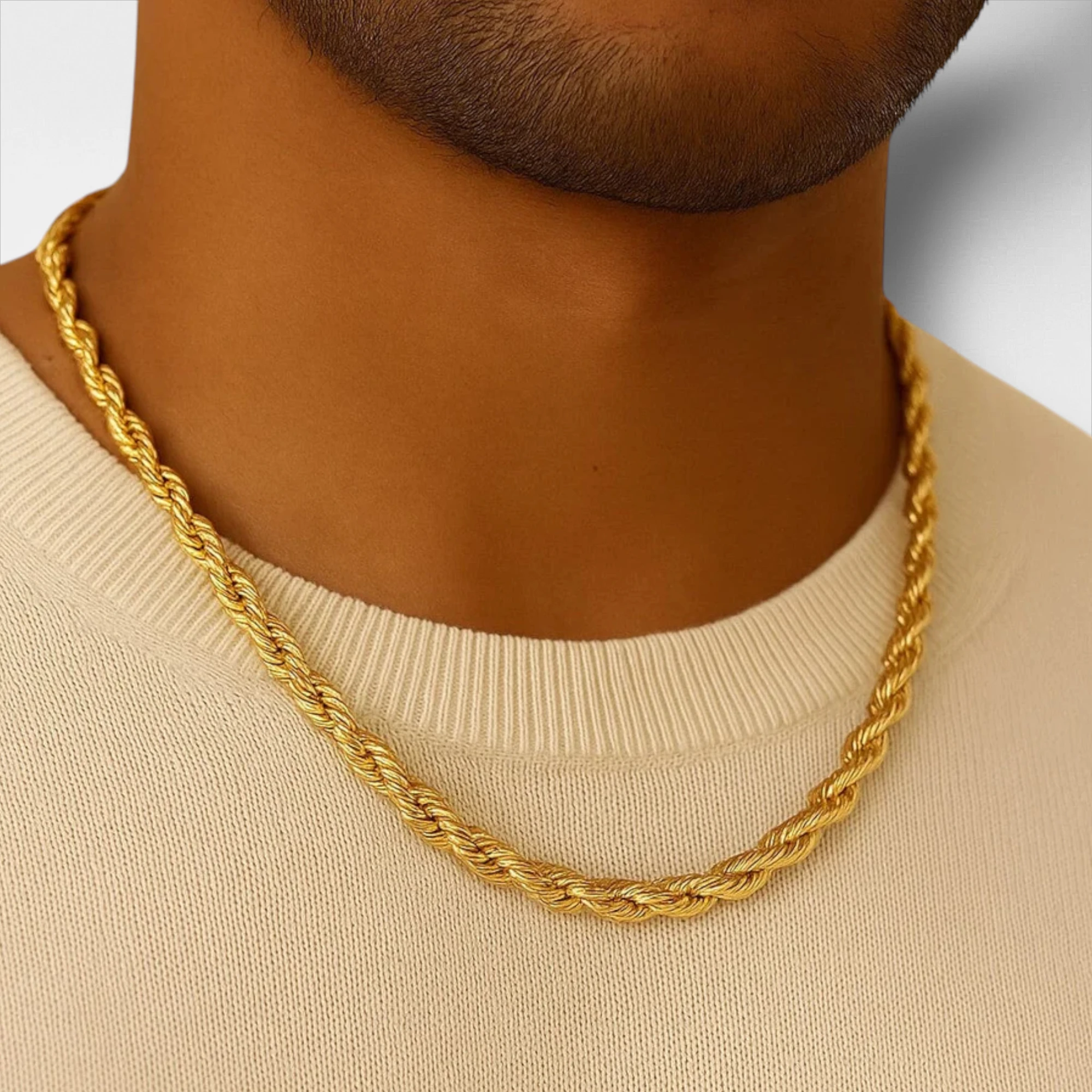 10KT Yellow Gold Diamond Cut Rope Chain 2mm to 5mm
