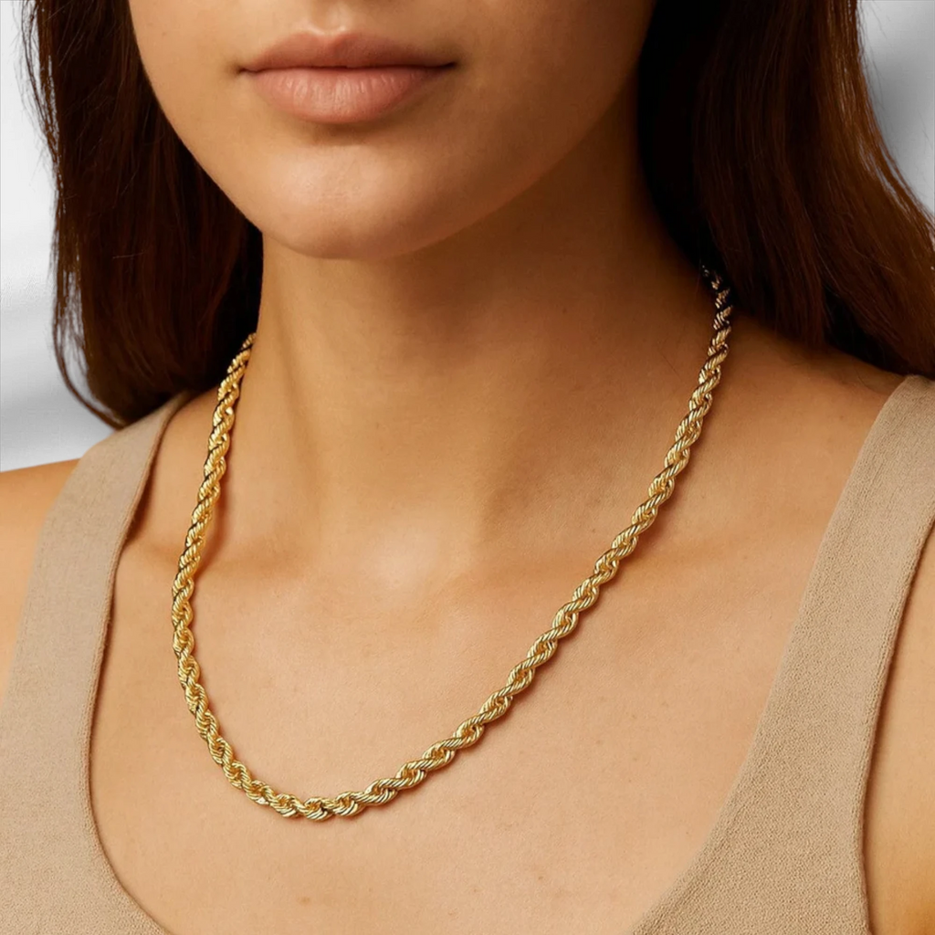 10KT Yellow Gold Diamond Cut Rope Chain 2mm to 5mm