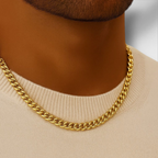 10KT Yellow Gold Miami Cuban Box Lock Chain 6.8 mm to 9.5 mm